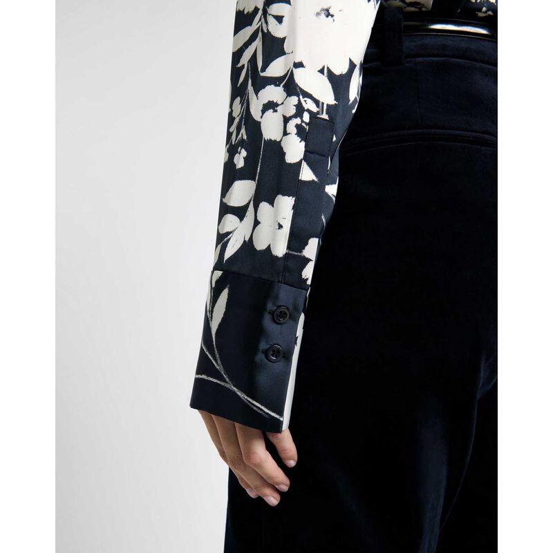 Cue Ink Stencil Floral Satin Shirt image number 2